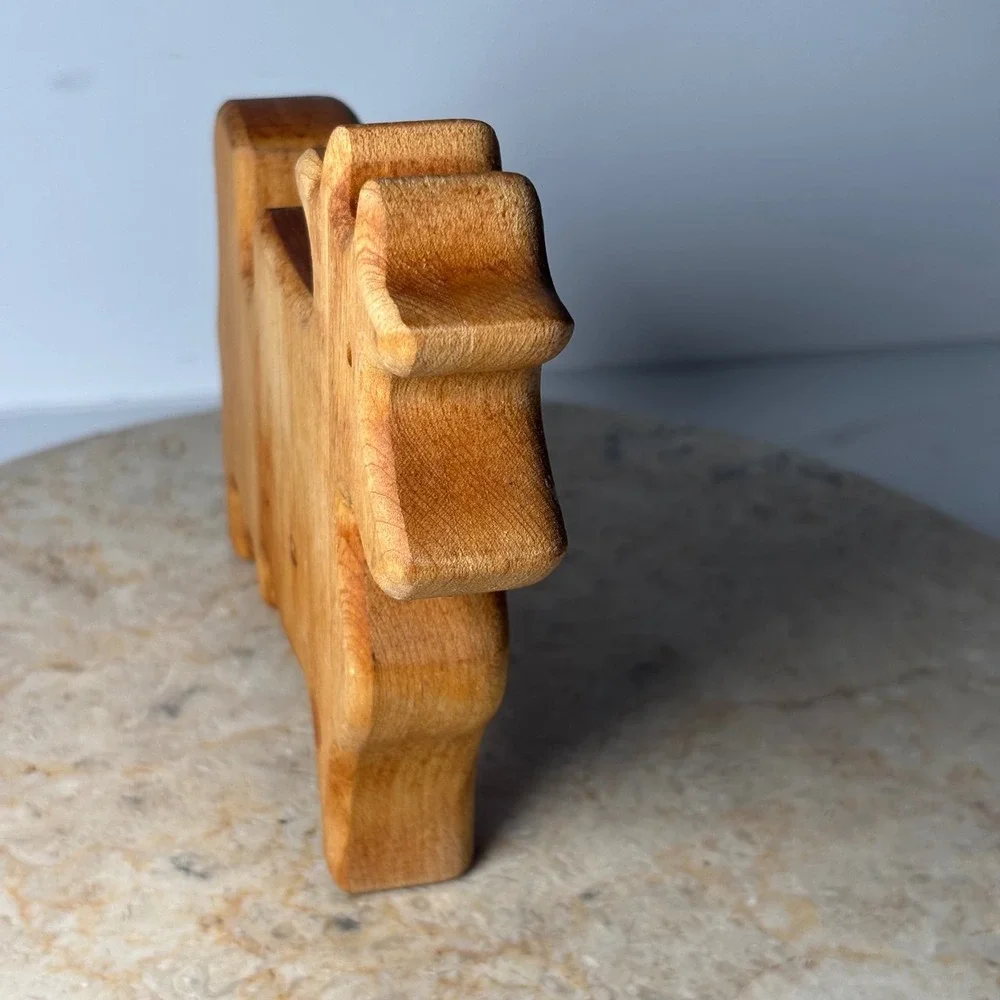 Chicago Cutlery Knife Sharpener Brown Vintage Wooden Cow Ceramic Wheels VTG